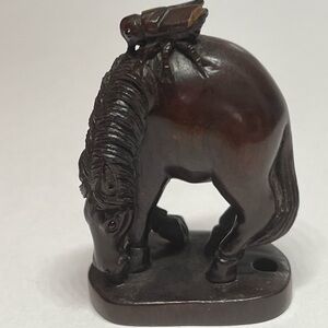 Carved Netsuke Horse and Fly boxwood